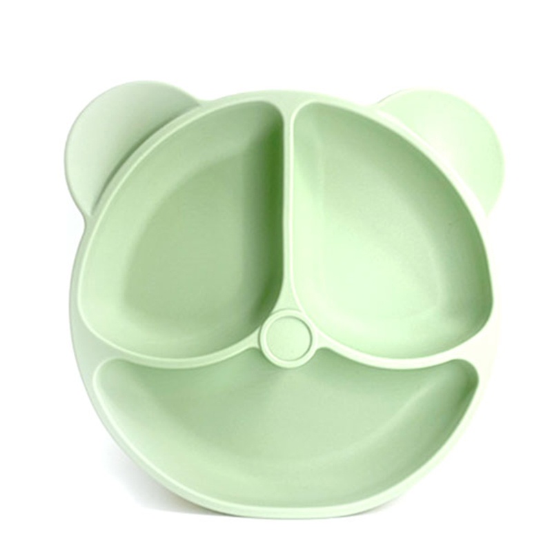 Đĩa Ăn Silicone Chia Ngăn Hình Mặt Cười Cho Bé