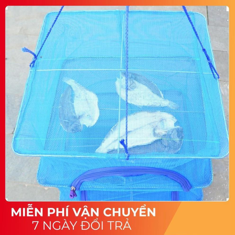 Lồng lưới phơi khô thực phẩm phơi cá chống côn trùng treo 4 tầng để phơi cá khô có thể xếp gọn