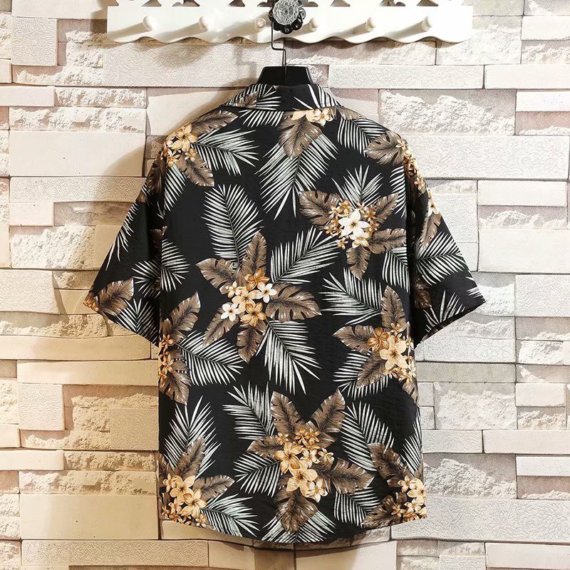 Áo sơ mi tay ngắn in họa tiết phong cách hawaii cho nam
