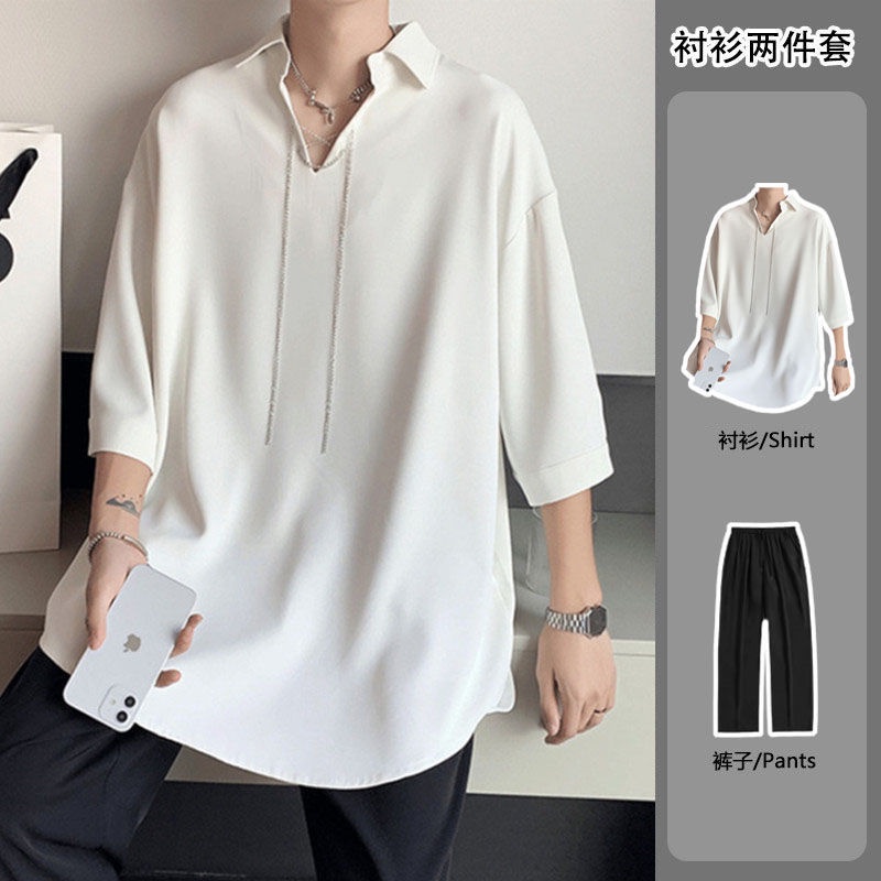 Hàng Có Sẵn Miễn Phí Giao Hàng Miễn Phí Áo Thun Tay Ngắn Dáng Rộng Cổ Chữ V Phong Cách Mùa Hè Đường Phố Cho Nam