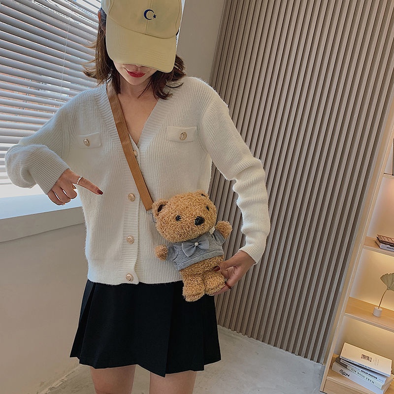 Túi Đeo Chéo Nhỏ Hình Đầu Gấu Hoạt Hình Dễ Thương Cho Nữ