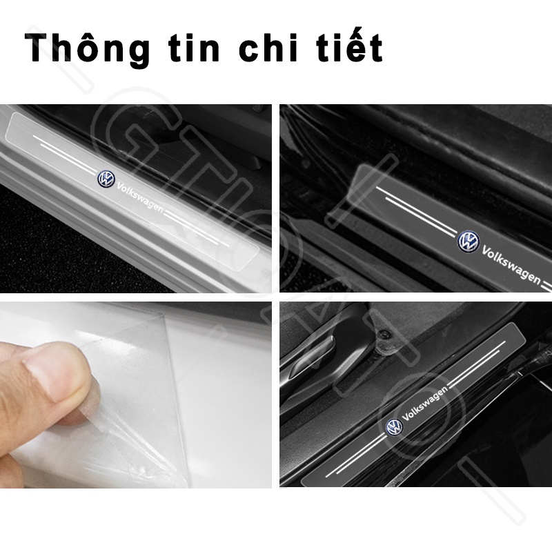 GTIOATO 4 Chiếc Trong Suốt Sợi Carbon Dán Xe Dán Cửa ô Tô DáN ChốNg XưỚC Ô Tô Bảo Vệ Cửa ô Tô Phụ KiệN Xe HơI Cho Volkswagen Tiguan Beetle Polo Teramont Scirocco Santana Passat Jetta TCross Touareg