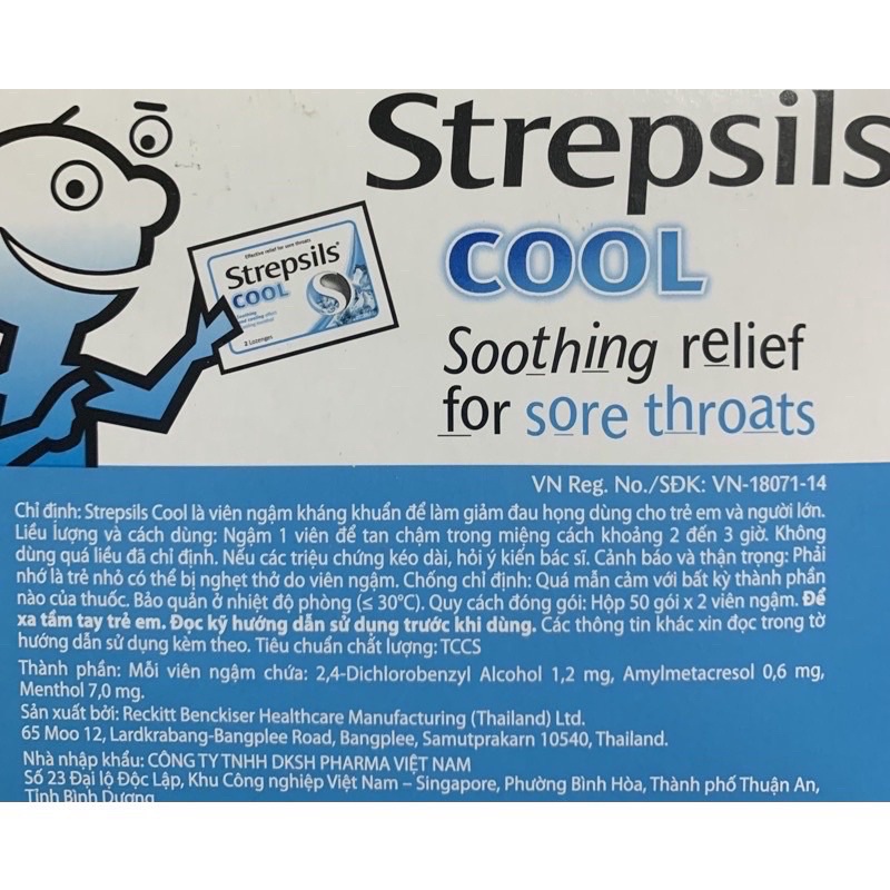 Combo 4 vỉ kẹo ngậm Strepsils đủ màu