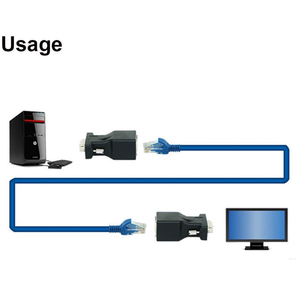 2 Đầu chuyển đổi VGA sang cáp mạng RJ45 CAT5 CAT6-30M , VGA to LAN