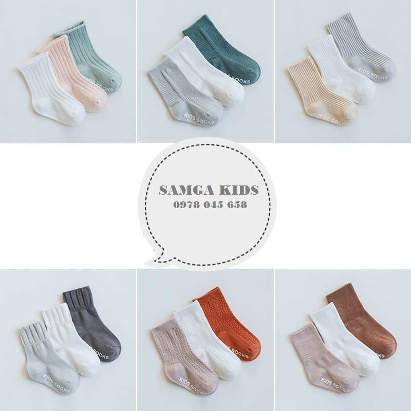 Set Tất Cao Cổ Cố Chống Trơn Cho Bé, Vơ Tất Hàn Cotton Nemo Baby phong cách Vintage Cho Bé Từ 0 - 5 Tuổi S3T