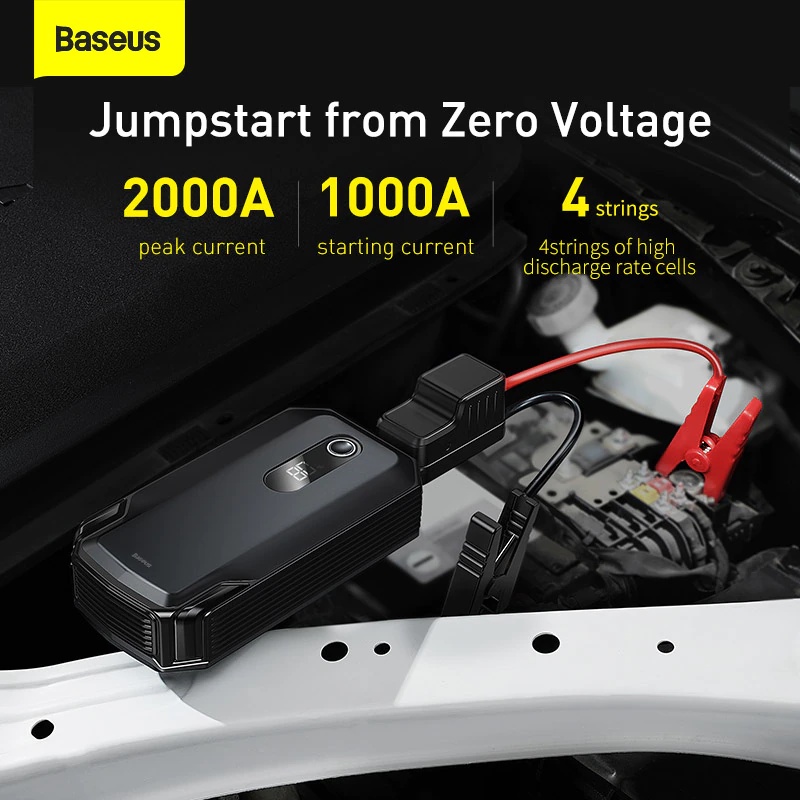 Bộ kích bình ắc quy ô tô Baseus Super Energy Max Car Jump Starter, 2000A 20000mAh kiêm sạc dự phòng