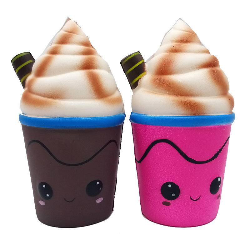 Đồ Chơi Bóp Tay Chất Liệu Pu Hình Bánh Hamburger Mèo Hamburg Kem Trà Sữa Có Ống Hút Giảm Căng Thẳng Cho Trẻ Em