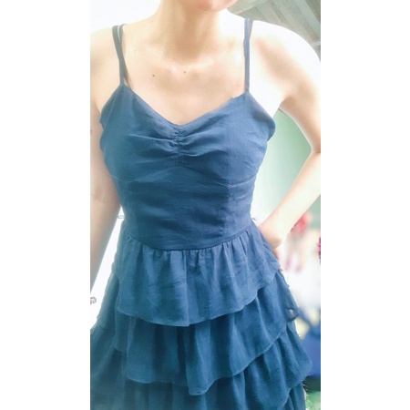 Đầm voan tầng dễ thương xanh đậm 2hand