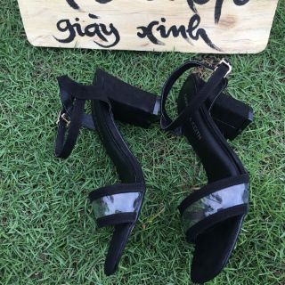 Sandal da nhung gót 7 phân