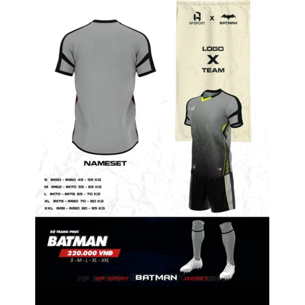 BỘ QUẦN ÁO BÓNG ĐÁ HP SPORT - BATMAN ( Hàng Cao Cấp)