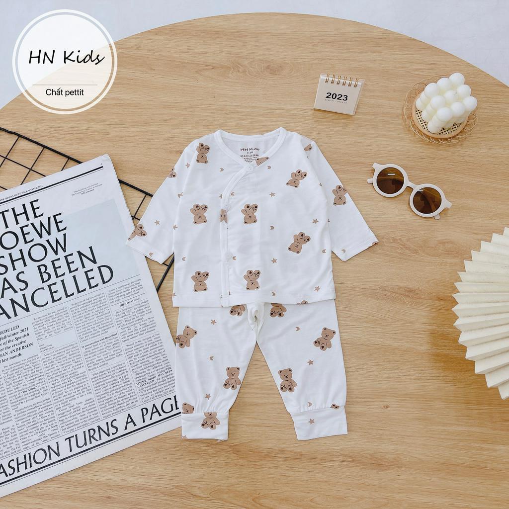 Bộ sơ sinh dài tay cho bé trai gái HN kids peptit mát lạnh co giãn quần áo trẻ em