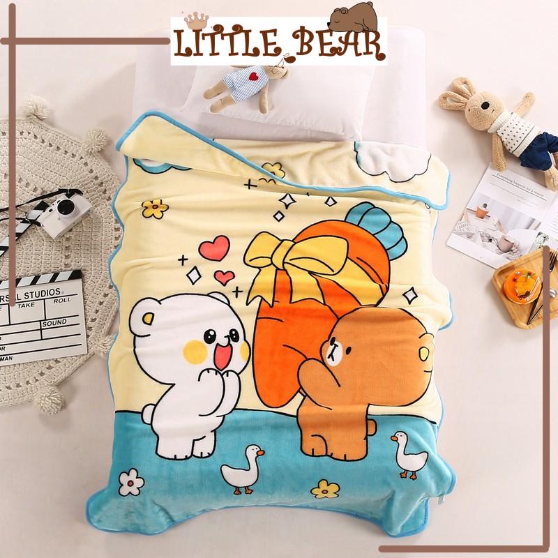 Chăn lông tuyết cho bé siêu mềm mịn hình thú cho bé dễ thương 1m x 1m4 - Little Bear