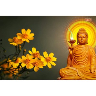 Tranh 3d dán tường in Vải Lụa tranh thờ Phật