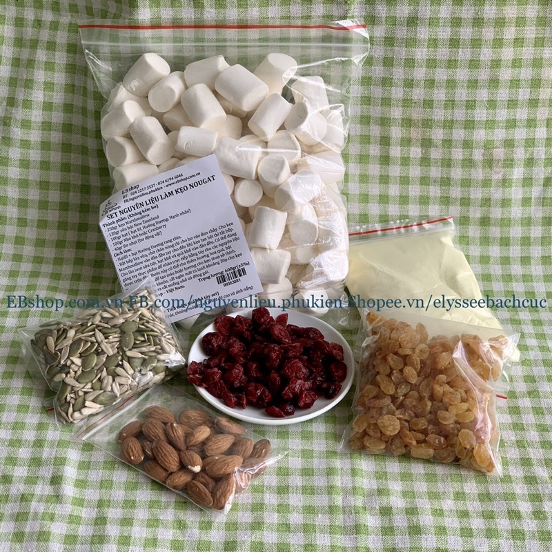 SET NGUYÊN LIỆU LÀM KẸO NOUGAT 600GR