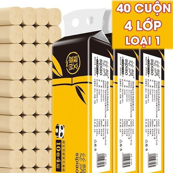 GIẤY VỆ SINH GẤU TRÚC SIPIAO THÙNG 40 CUỘN( 4 DÂY X 10 CUỘN) CAO CẤP