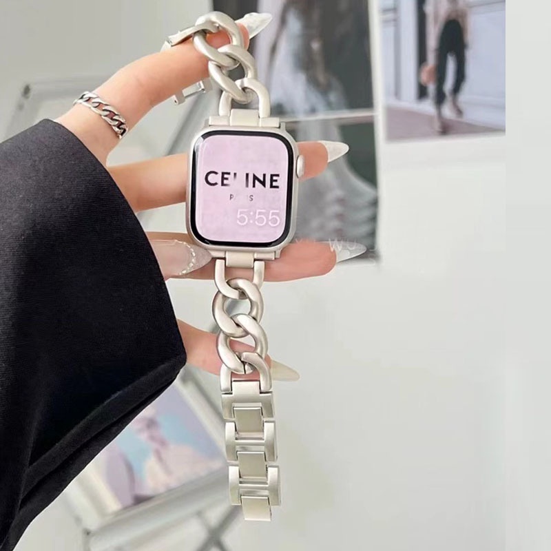 Dây Đeo Đồng Hồ Bằng Thép Không Gỉ Sang Trọng Cho Apple Watch 7 SE 41 45mm 6 5 4 3 iWatch 7 44 40 42 38MM