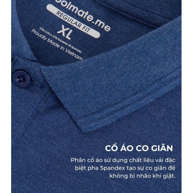 Áo Polo Coolmate thế hệ 2 Xanh Navy Melange chất liệu cotton cao cấp