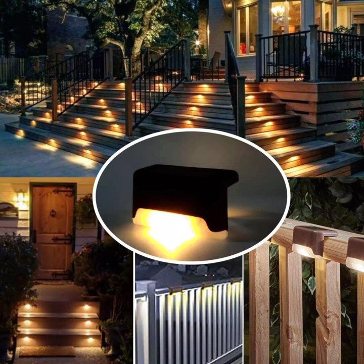 Đèn Led Nhiều Màu Chống Nước Sử Dụng Năng Lượng Mặt Trời Trang Trí Cầu Thang Sân Vườn