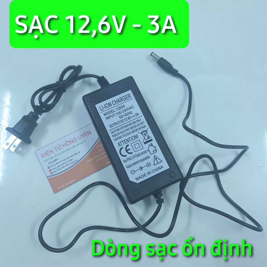 Sạc Pin 12V 3A. Chuyên sạc bình acquy pin 10,8V đến 12,6V, pin Lithium, pin sắt nối theo mạch 3S