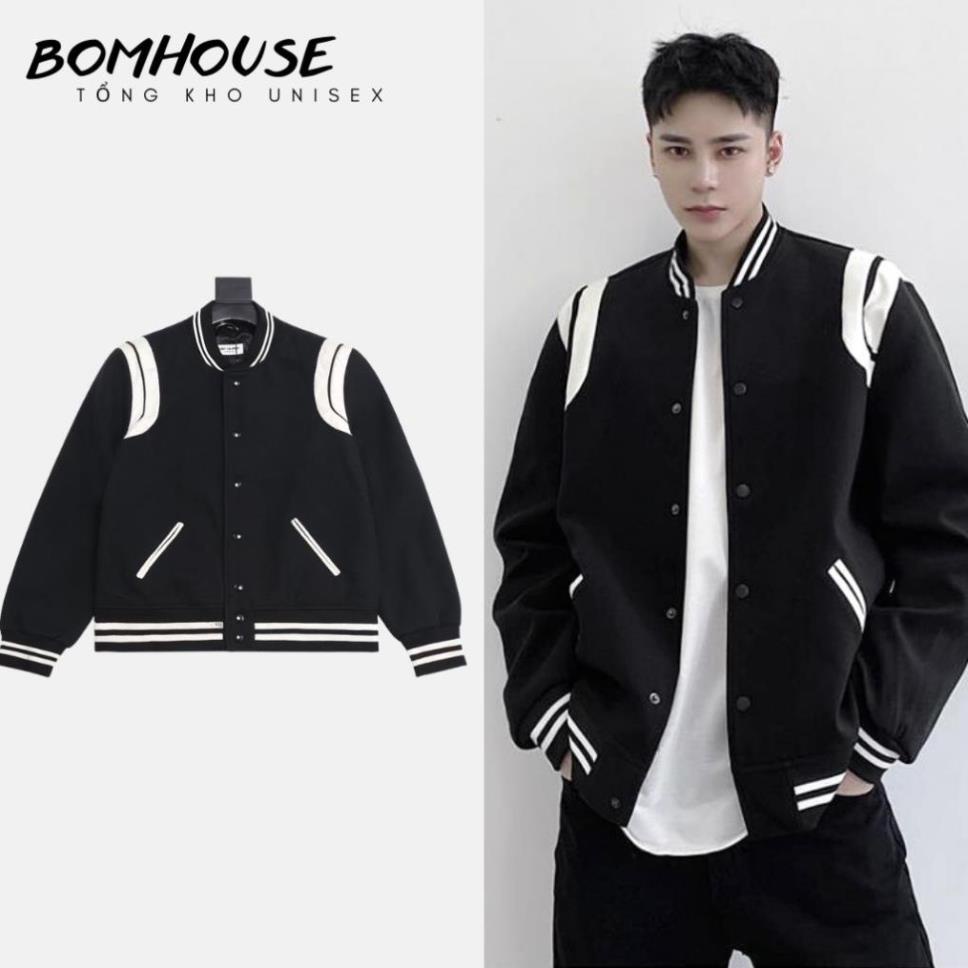 Áo Bomber Nam BOM HOUSE Áo Khoác Bomber Nam Nữ Nỉ Bóng Chày Teddy  