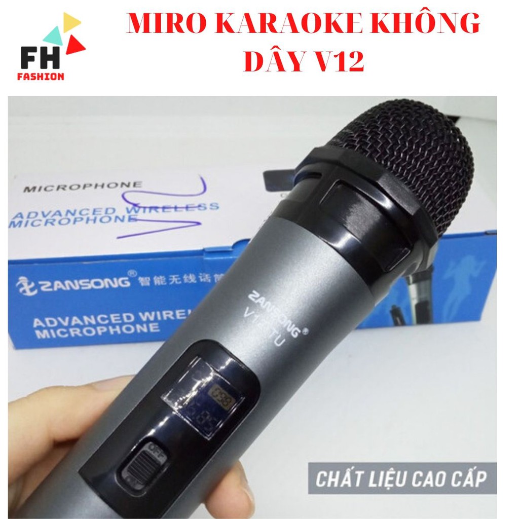 Micro karaoke không dây v12 , dùng cho loa kéo , amlpi