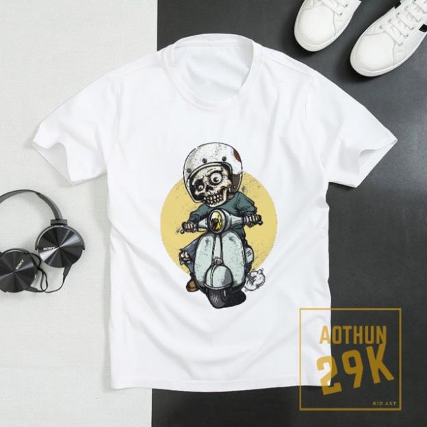 ALBUM 686 - ÁO THUN UNISEX BỘ XƯƠNG ĐI VESPA NHIỀU MÀU