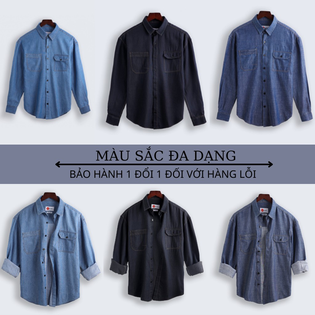 ✲▥❒Áo Sơ Mi Jean Demin Nam Tay Dài Khoác Denim Giả Bỏ Mỏng Mát Hàng Cao Cấp -SMDN -GUSTA