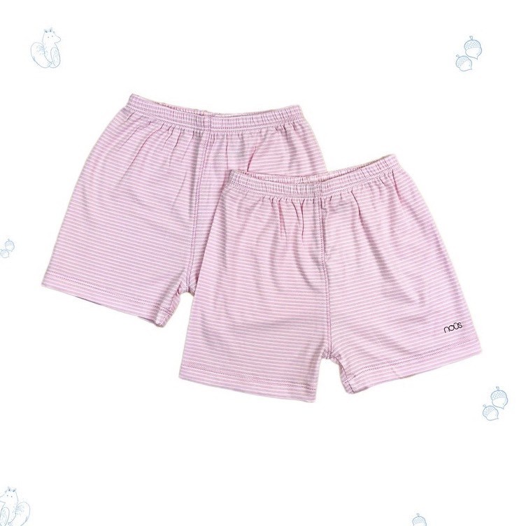 Bộ 2 quần cộc Nous Petit kẻ hồng nhạt trắng 3M, 6M, 9M, 12M, 18M - Monnie Kids