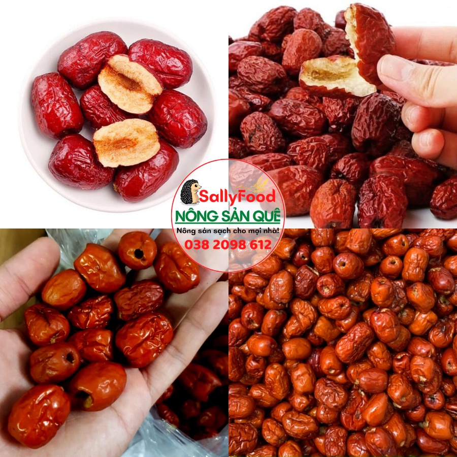 Táo Đỏ Không Hạt Hữu Cơ SallyFood 1kg Táo Tàu Đen Organic Táo Cắt Thái Lát Sấy Nhập Khẩu Tân Cương