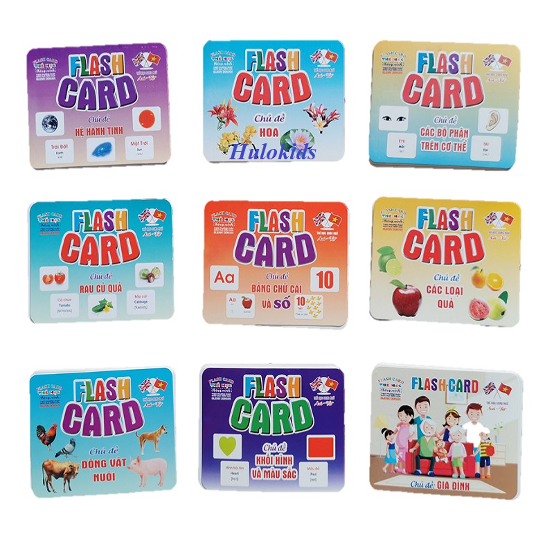 {Mẫu Mới 18 Chủ Đề} Bộ thẻ học thông minh 18 chủ đề song ngữ Flash card cho bé