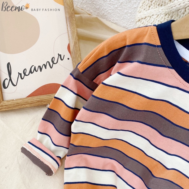 Áo cotton kẻ dài tay bé trai bé gái