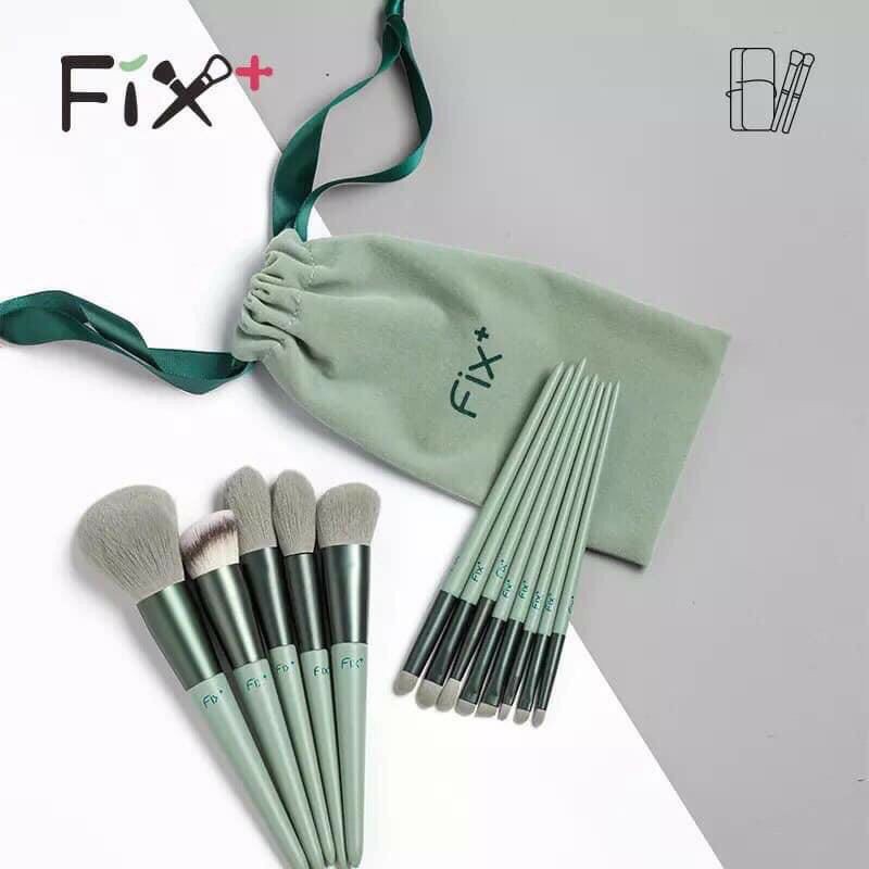 Bộ cọ trang điểm fix 13 cây xanh, hồng,nâu
