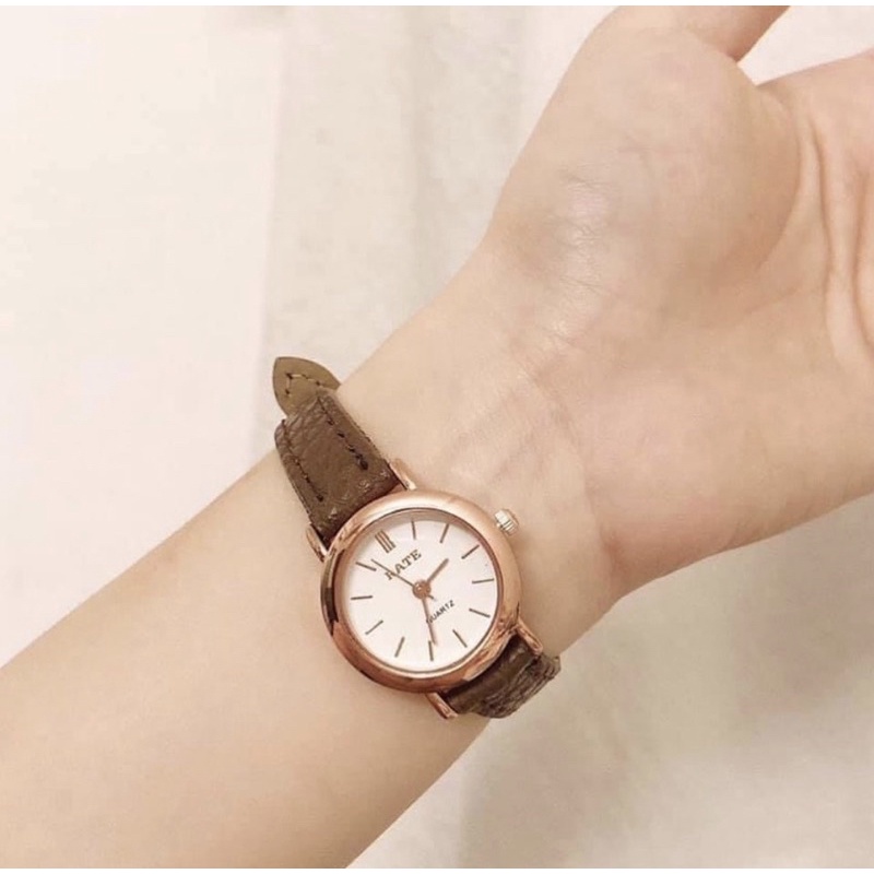 Đồng hồ nữ Rate dây da mặt tròn kiểu dáng Vintage DH05 LOUSMORE