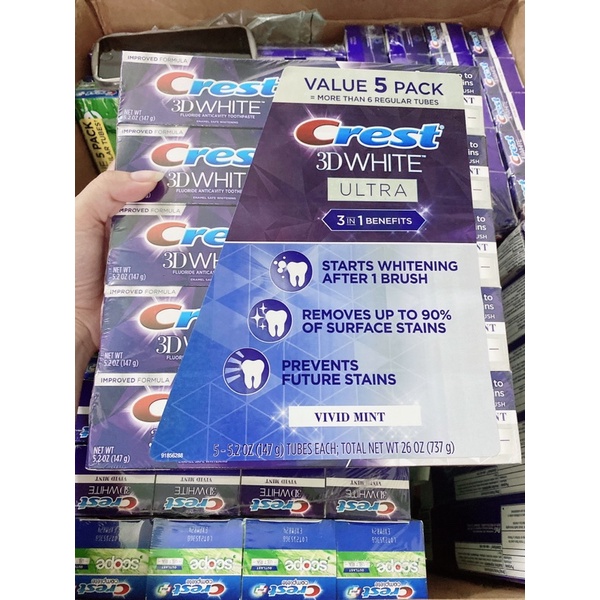 Kem đánh răng Crest 3D White Vivid Mint Ultra
