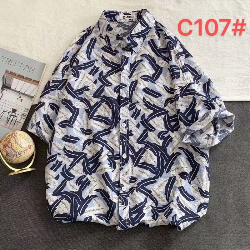 Real shot spot new men's urban fashion summer seaside vacation casual Hawaiian style short-sleeved shirt