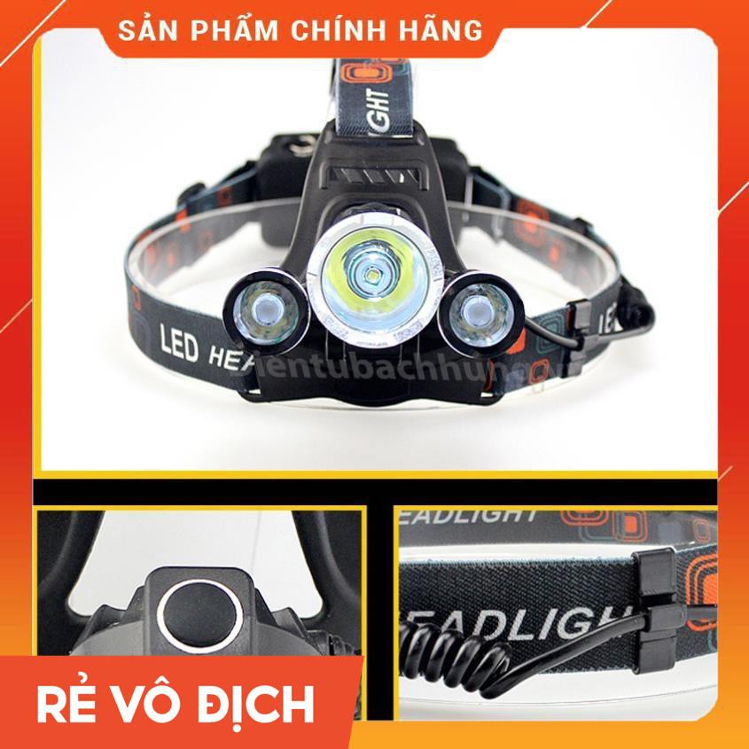 [FREE_SHIP CHÍNH HÃNG BH 1 NĂM] Đèn pin đội đầu 3 bóng SIÊU SÁNG chiếu sáng cực xa