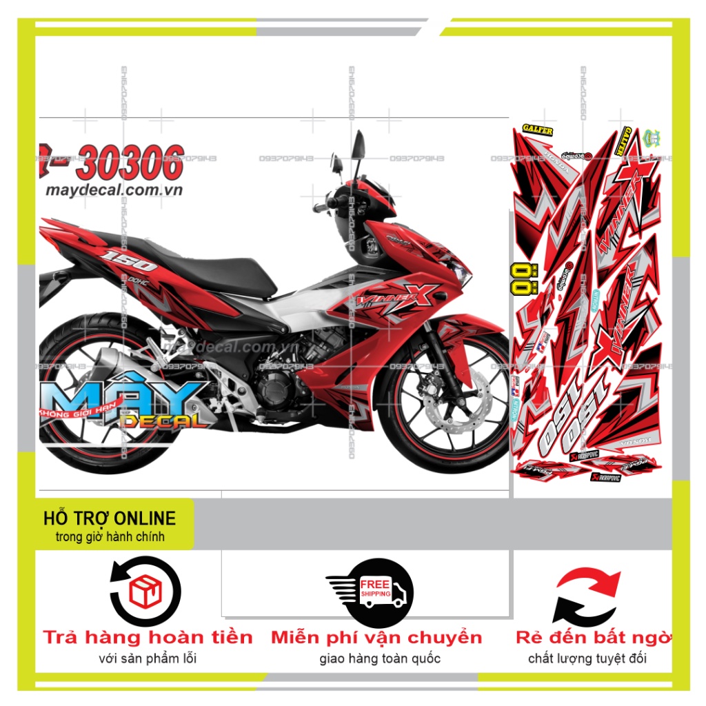 TEM XE WINNER X DÁN XE ĐỎ 30306 -- SHIN DECAL 2