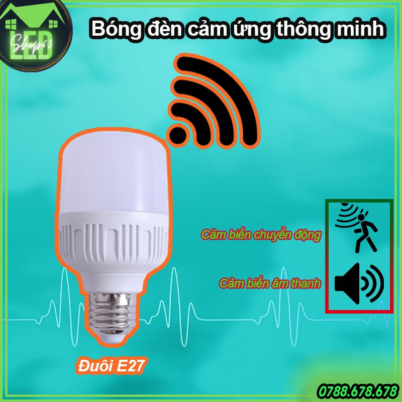 Bóng đèn cảm ứng thông minh 10W - ánh sáng trắng (cảm biến âm thanh cựa nhạy & radar nhận diện chuyển động)