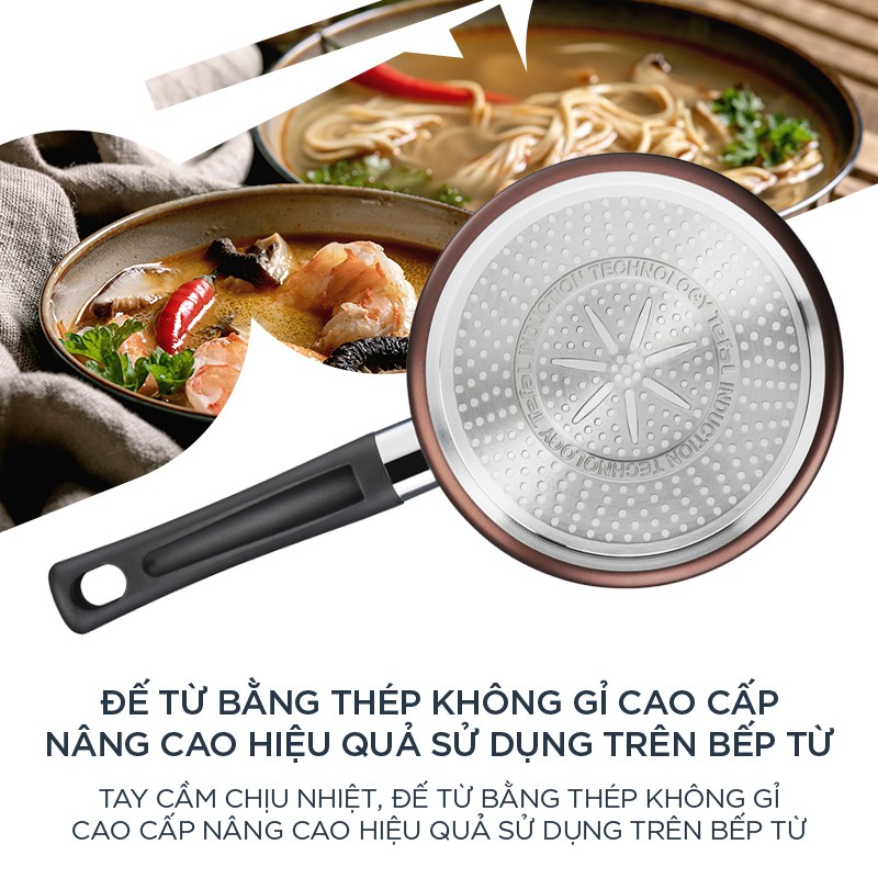 Nồi chống dính cán dài, bếp từ , bếp gas, bếp hồng ngoại Tefal  18cm - Day By Day - Thương hiệu Pháp