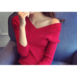 áo len cổ tim Free size