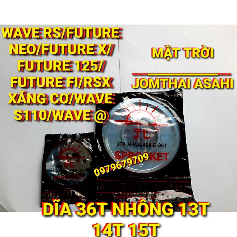 NHÔNG DĨA MẶT TRỜI JOMTHAI ASAAHI WAVE RS/WAVE S110/FUTURE X/FUTURE 125/FUTURE FI/FUTURE NEO NHẬT/RSX XĂNG CƠ/WAVE @...
