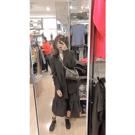 BLAZER SUÔNG ZR HAI LỚP BE ĐEN
