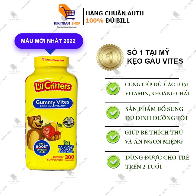 Kẹo Dẻo Bổ Sung Vitamin Gấu Lil'Critter Gummy Vites Multivitamin Complete Cho Trẻ Từ 2 Tuổi 300 Viên