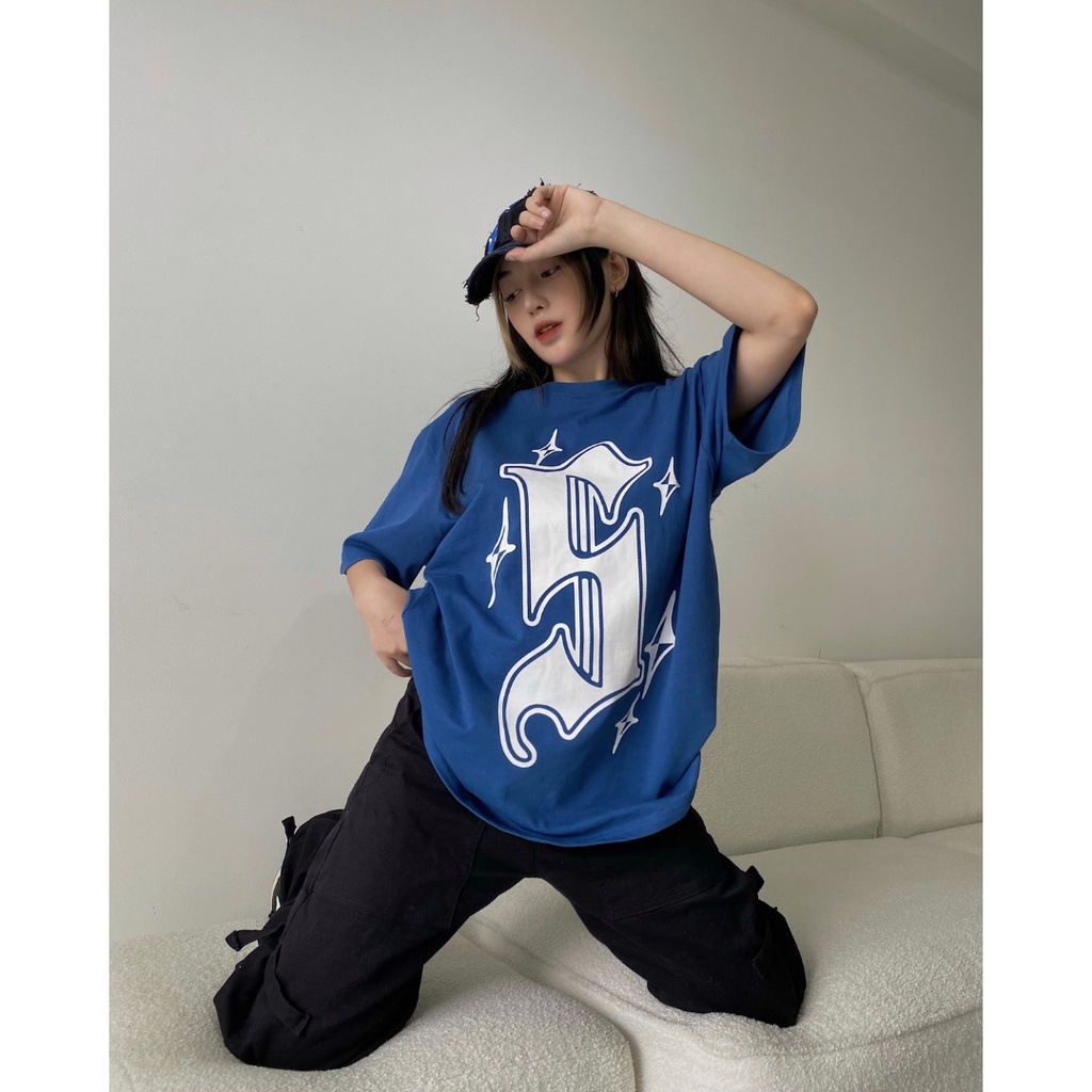 SWE - Áo phông unisex in hình cổ tròn GOTHIC TEE Xanh ngắn tay cotton thoáng mát thời trang chính hãng