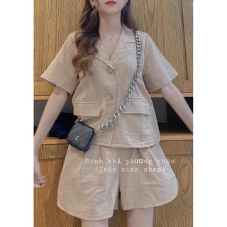 set nâu cổ vest