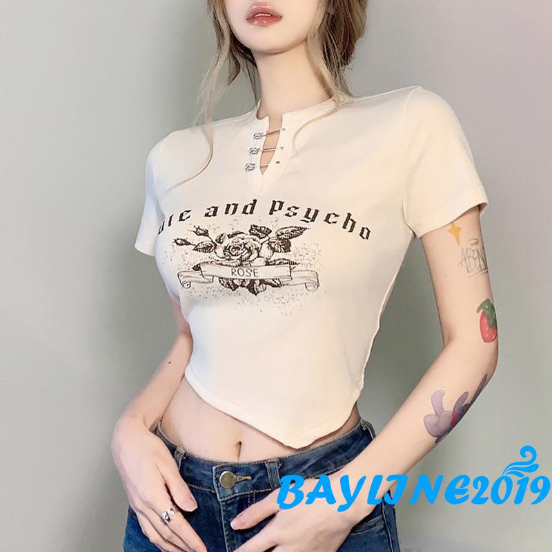 Áo Thun Ngắn Tay In Họa Tiết Phong Cách Cổ Điển Dành Cho Nữ