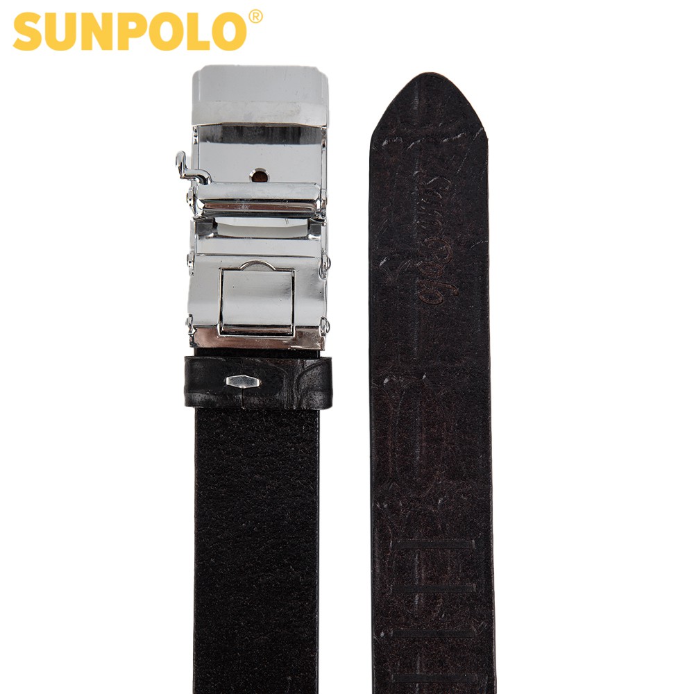 Thắt Lưng Nam Da Bò Khóa Cài Cao Cấp SUNPOLO Đen - BSAL02