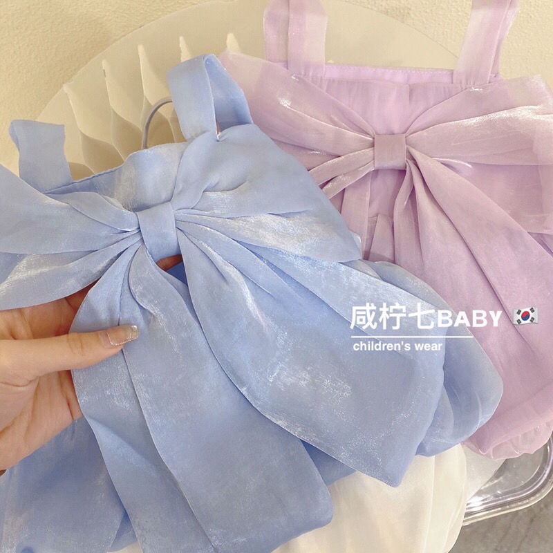 [Babycat] Hàng Có Sẵn Quần Short Áo Hai Dây Đính Nơ Phong Cách Nhật Bản Hàn Quốc Thời Trang Mùa Hè Hàng Mới Dành Cho Bé Gái