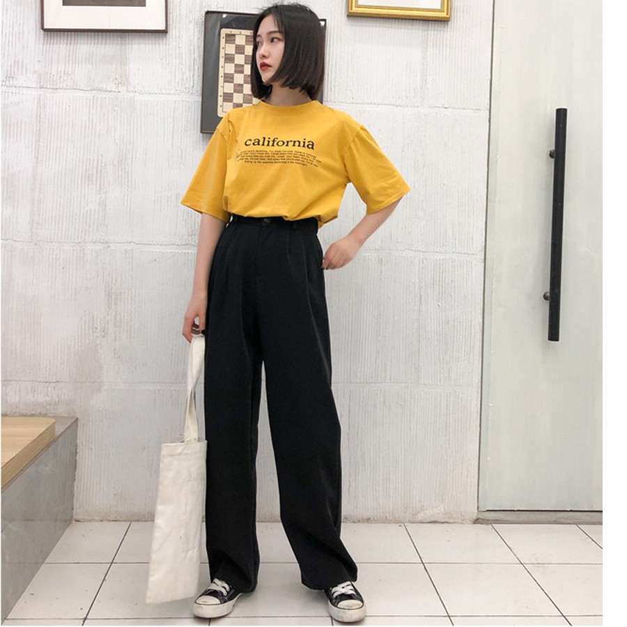 Quần vải ống rộng nữ ZOZORO quần cạp cao với chất vải đẹp thoáng mát