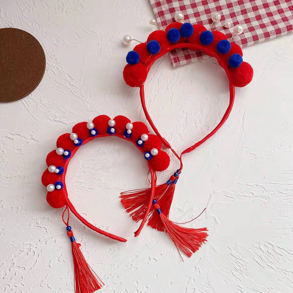 Băng Đô Cài Tóc Màu Đỏ Phong Cách Trung Hoa Mừng Năm Mới